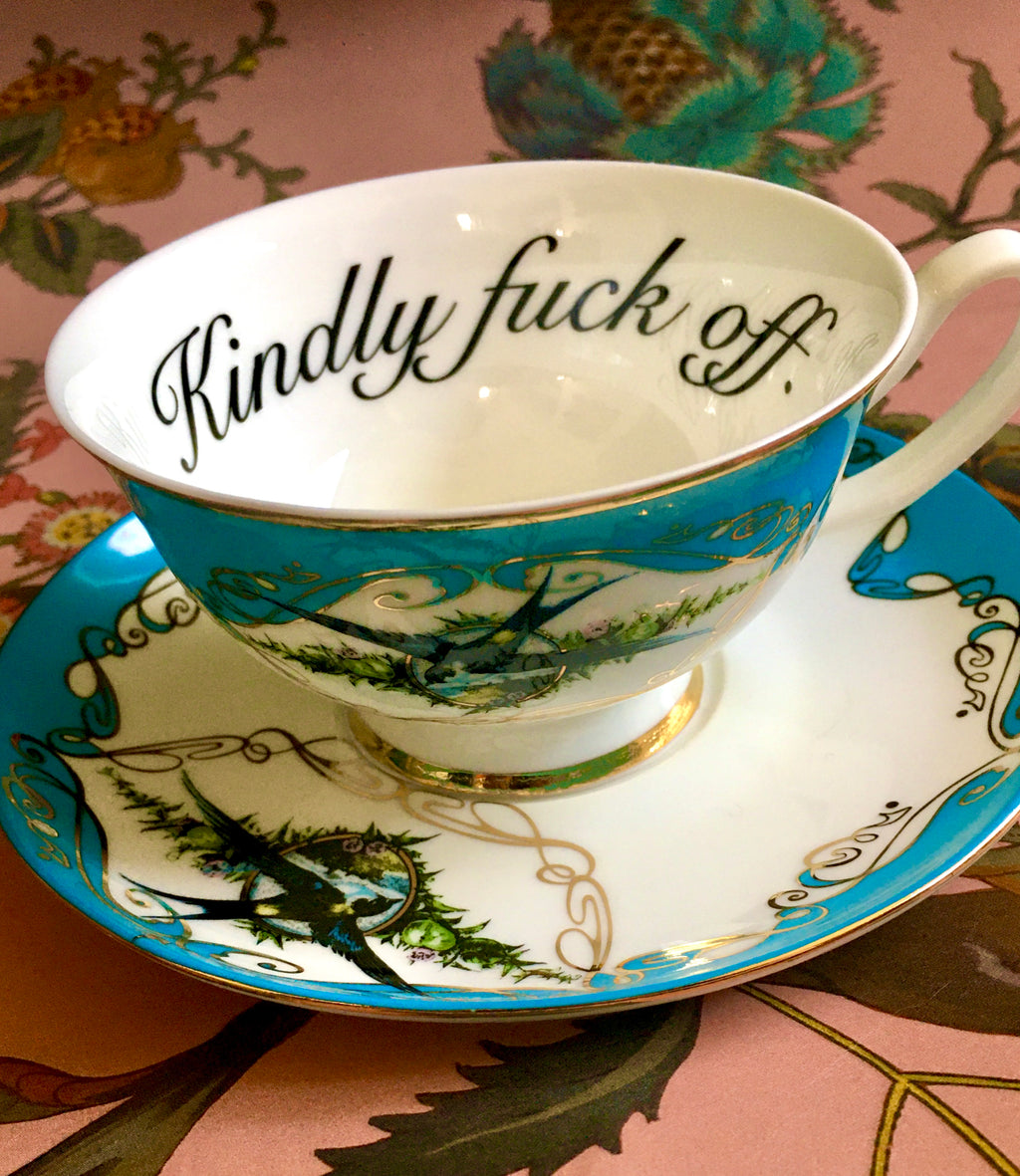 Insult Teacup and Saucer - Aqua Havisham – Miss Havisham's Curiosities