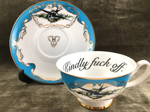 Aqua Havisham Kindly Fuck Off Insult Teacup and Saucer