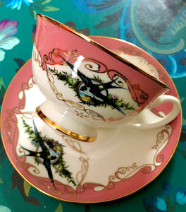 Pink Havisham Kindly Fuck Off Insult Teacup and Saucer