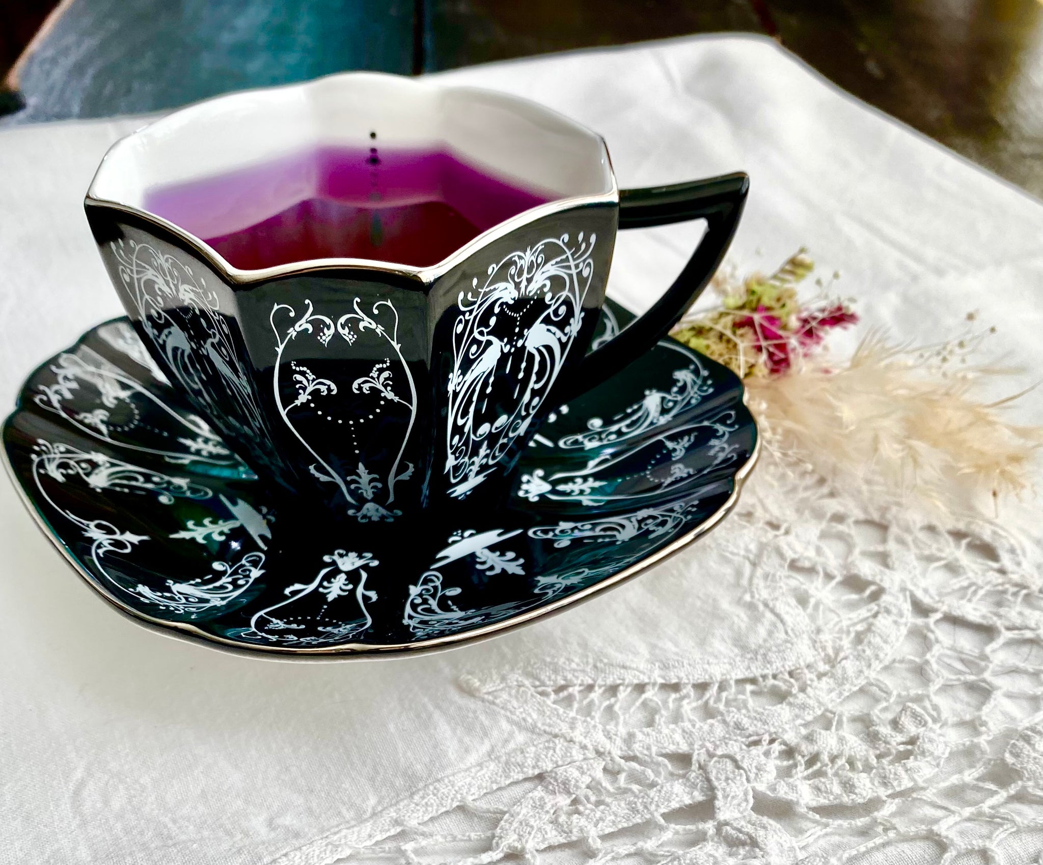 Belle de Nuit cup and saucer