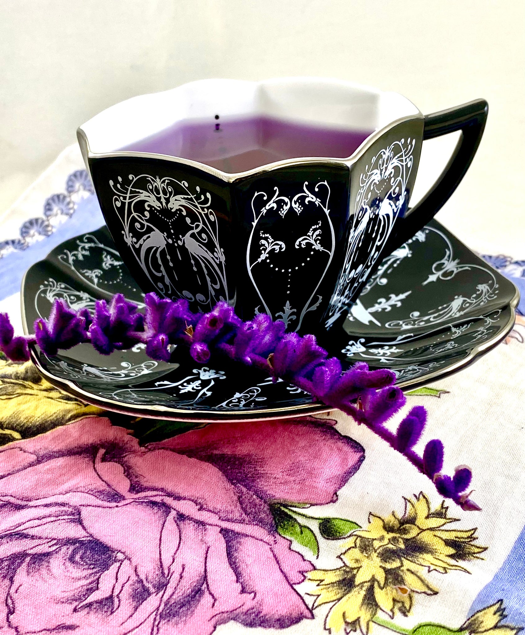 Belle de Nuit cup and saucer