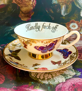 Flight of the Butterflies: Fuck off cup and saucer