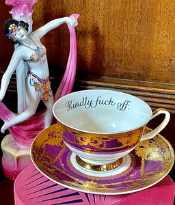 Purple Perfection kindly fuck off cup and saucer