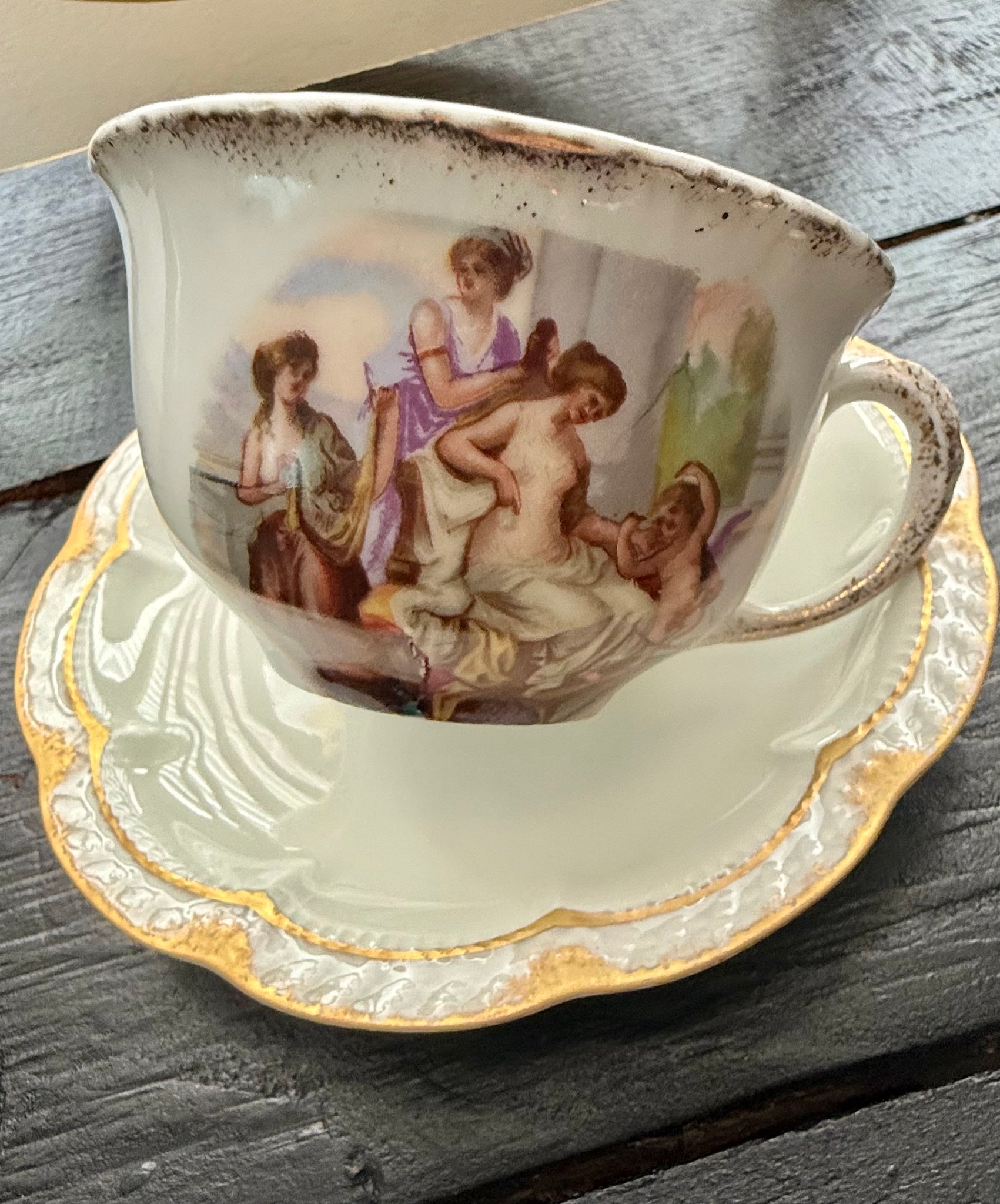 Vintage mismatched not that pretty cup and saucer