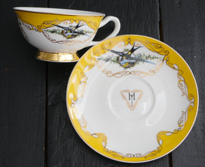 Yellow Havisham Bird Insult Cup and Saucer: Kindly fuck off