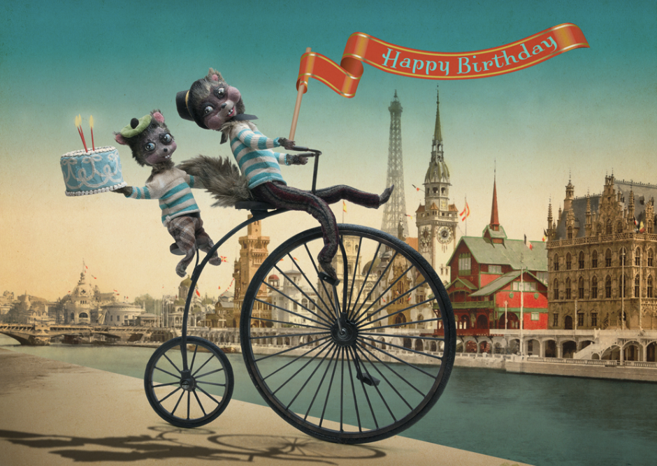 Penny Farthing Birthday Card by Laura Plansker