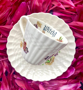 Vintage tiny witch demitasse cup and saucer