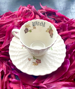 Vintage tiny witch demitasse cup and saucer