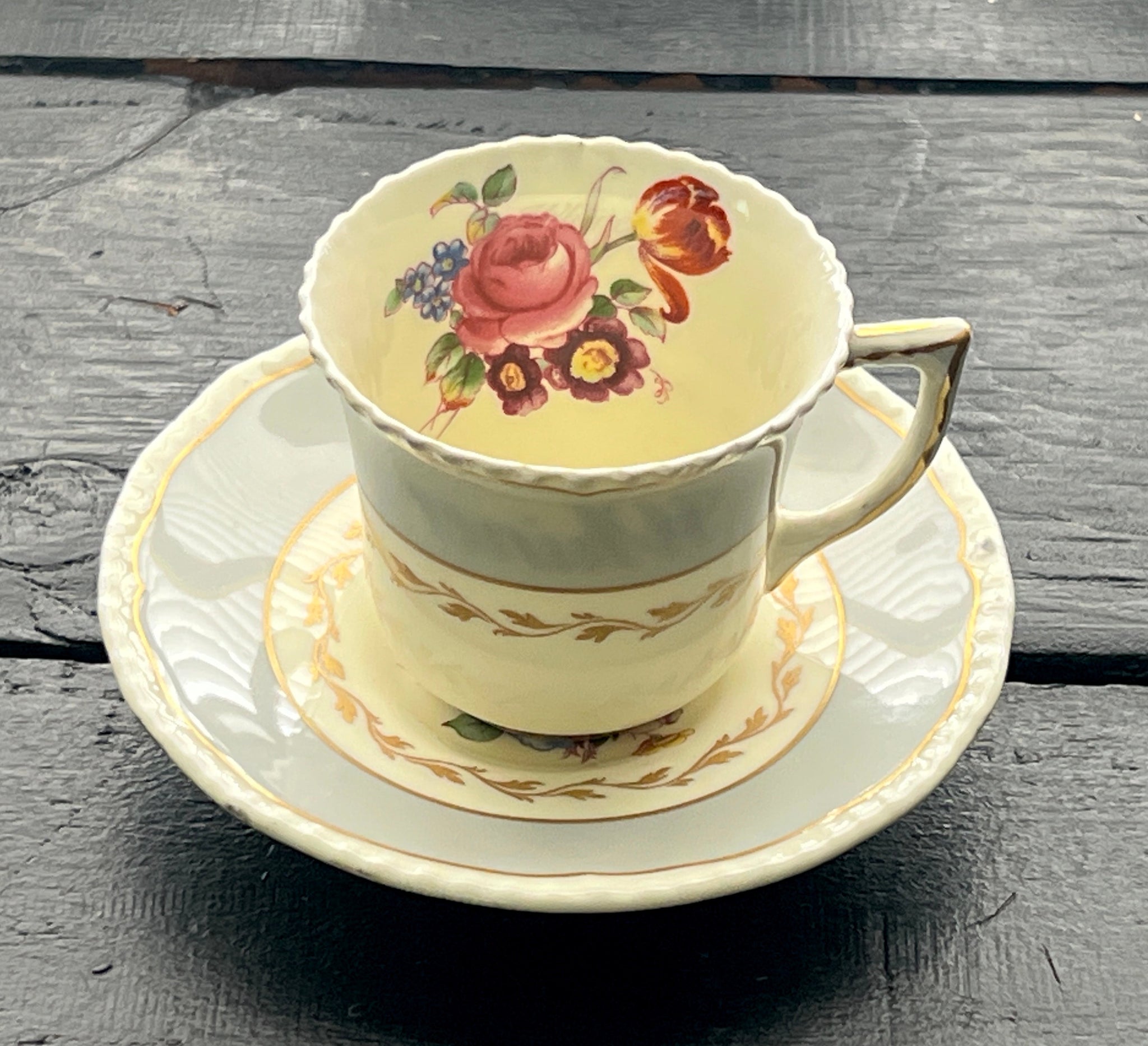 Vintage Teeny Tiny Whiner demitasse cup and saucer