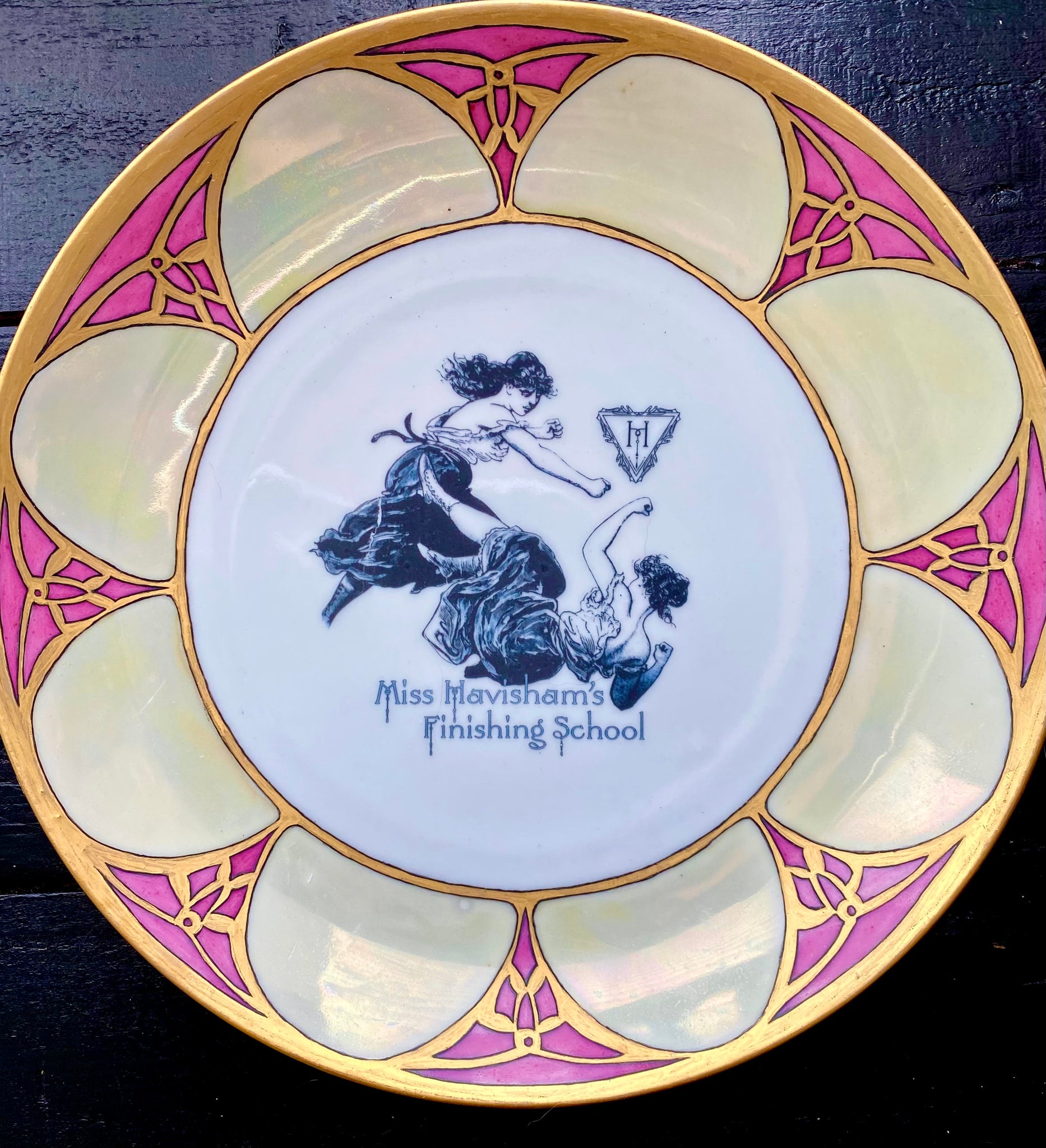 Vintage Fighting Ladies Dinner Plate